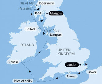 Маршрут круиза «Кельтское путешествие: Гебридские острова и Ирландское море»