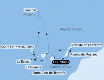 Маршрут круиза «Великолепие Канарских островов и Мадейра»