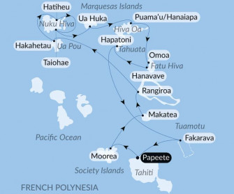 Маршрут круиза «Полинезийское блаженство: Маркизские острова и Туамоту»