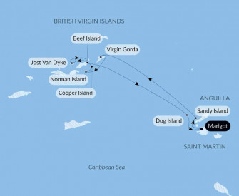 Маршрут круиза «Под парусом в самое сердце Малых Антильских островов»