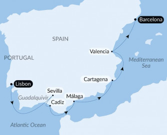 Маршрут круиза «Гастрономическое путешествие по побережью Иберии»