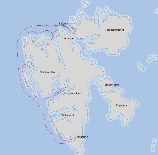 Маршрут тура «Исследуем Шпицберген на частной яхте»