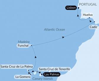 Маршрут круиза «Вулканические острова и исторические города Северной Атлантики»