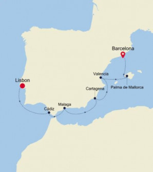 Маршрут круиза «Из Лиссабона в Барселону»