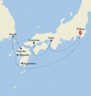 Маршрут круиза «Вся Япония»