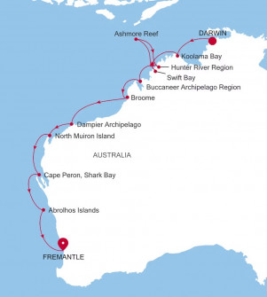 Маршрут круиза «Западная Австралия: Дарвин - Фримантл»