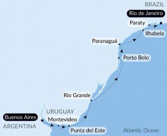 Маршрут круиза «Побережье и города Южной Америки»