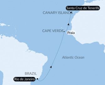 Маршрут круиза «Морской переход: Рио-де-Жанейро - Санта-Крус-де-Тенерифе»