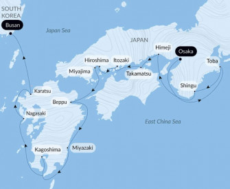 Маршрут круиза «Настоящая Япония»