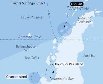 Маршрут круиза «За Южным полярным кругом – по следам Жана-Батиста Шарко»