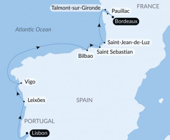 Маршрут круиза «Гастрономия, виноградники и Гран крю»