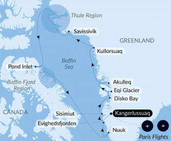 Маршрут круиза «Гренландия-Канада: экспедиция в регион Туле»