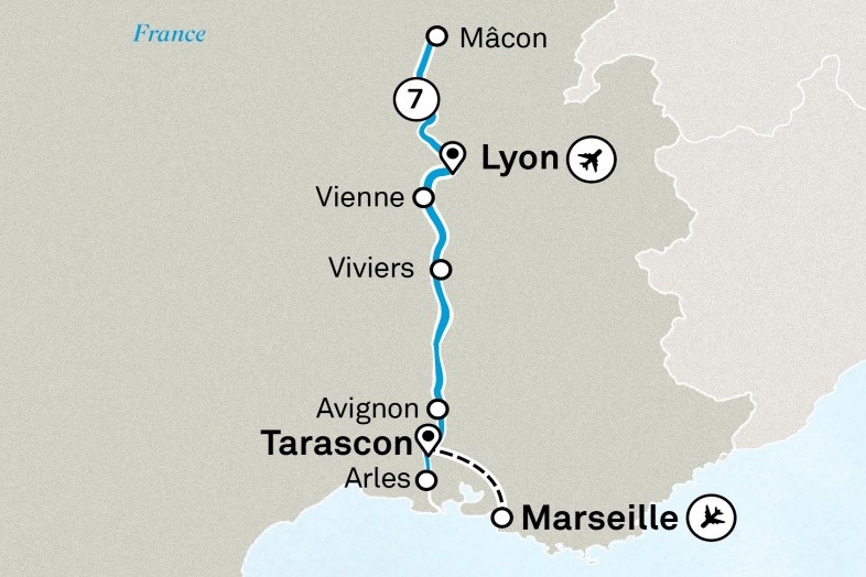 Маршрут тура «Круиз по французским рекам Рона и Сона  «Разноцветие Прованса и Южной Бургундии»»