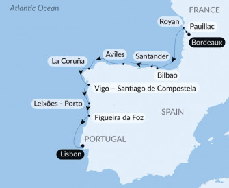 Маршрут круиза «Бискайский залив и Пиренейский полуостров»