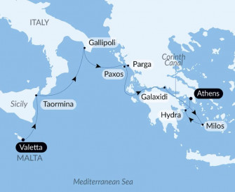 Маршрут круиза «Острова и древние сокровища Средиземноморья»
