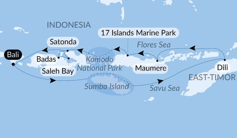 Маршрут тура «Островные сокровища Индонезии и Восточного Тимора»