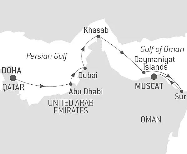 Маршрут тура «Сокровища Персидского залива»