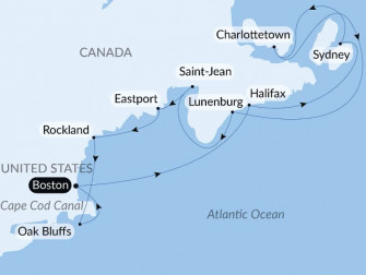 Маршрут круиза «Исторические берега Северной Америки»