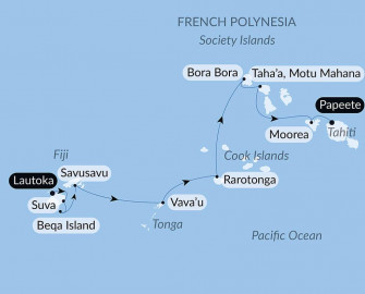 Маршрут круиза «Архипелаги южной части Тихого океана»