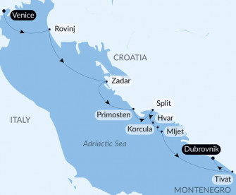 Маршрут круиза «Прекрасная Далмация»