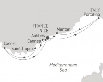Маршрут круиза «Французская Ривьера под парусами Le Ponant»
