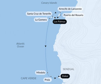 Маршрут круиза «Вулканические пейзажи от Канарских островов до Кабо-Верде»