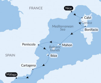 Маршрут круиза «Остров Красоты и берега Иберии»