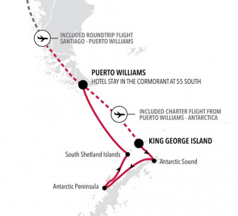 Маршрут круиза «Антарктический полуостров: Кинг-Джордж - Пуэрто-Уильямс»
