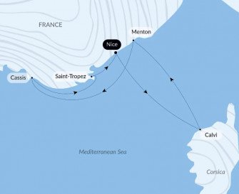 Маршрут круиза «Корсика и Французская Ривьера»
