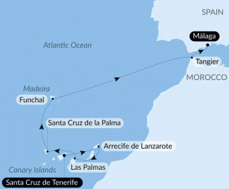 Маршрут круиза «Ритмы Испании: от Канарских островов до Малаги»