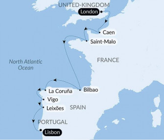 Маршрут круиза «Круиз по западной Европе – с Smithsonian Journeys»