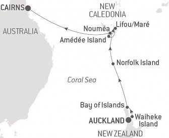 Маршрут круиза «Скрытые сокровища Новой Каледонии»