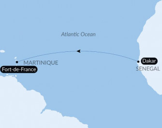 Маршрут круиза «Морской переход: Дакар - Фор-де-Франс»