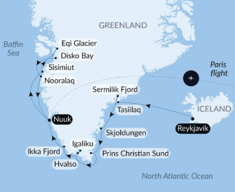 Маршрут круиза «Экспедиция по Гренландии»