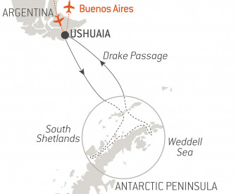Маршрут круиза «Круиз к Антарктическому полуострову»