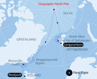 Маршрут круиза «Географический Северный полюс и восточное побережье Гренландии»