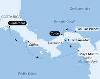 Маршрут круиза «Сокровища Центральной Америки и Панамский канал»