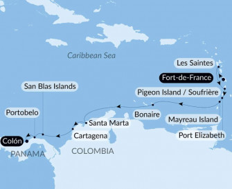 Маршрут круиза «Панама, Колумбия и Карибские острова»