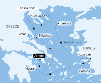 Маршрут круиза «Побережье Греции и острова Эгейского моря»