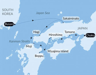 Маршрут круиза «Сокровища Японии и Южной Кореи с Smithsonian Journeys»