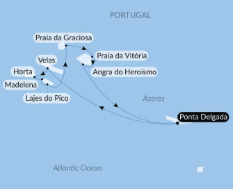 Маршрут круиза «Невероятные Азорские острова »