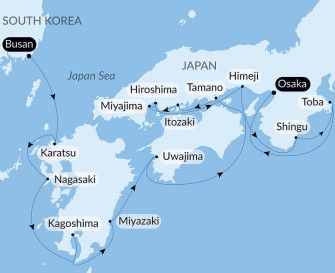 Маршрут круиза «Настоящая Япония»