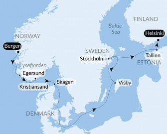 Маршрут круиза «Из Северного моря в Балтийское »