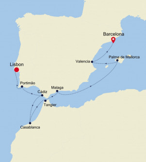 Маршрут круиза «Из Лиссабона в Барселону»