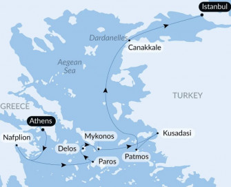 Маршрут круиза «Круиз по Эгейскому морю: Турция и греческие острова с Smithsonian Journeys»