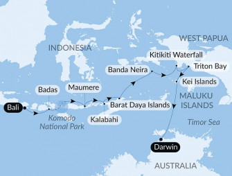 Маршрут круиза «Путешествие в Индонезию: драконы, рифы и Острова пряностей – с Smithsonian Journeys»