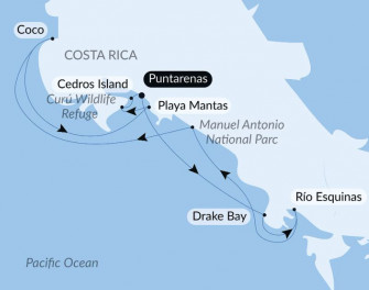 Маршрут круиза «Тихоокеанское побережье Коста-Рики»
