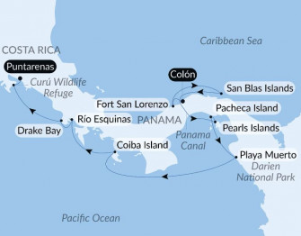 Маршрут круиза «Секреты Центральной Америки»