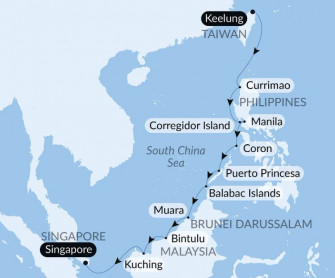 Маршрут круиза «Скрытые сокровища Филиппин и Борнео»