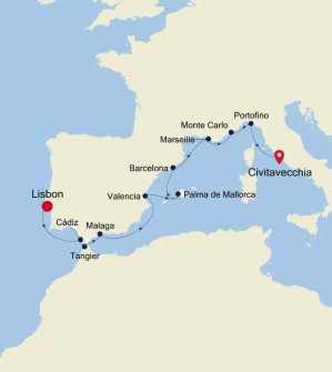 Маршрут круиза «Из Лиссабона в Рим»